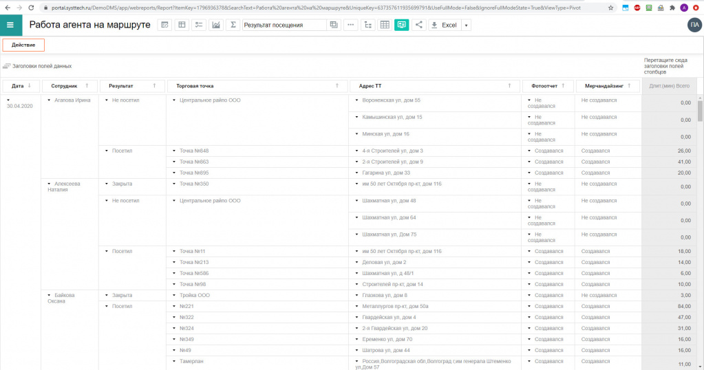 10. Работа агента на маршруте Результат посещения.jpg image